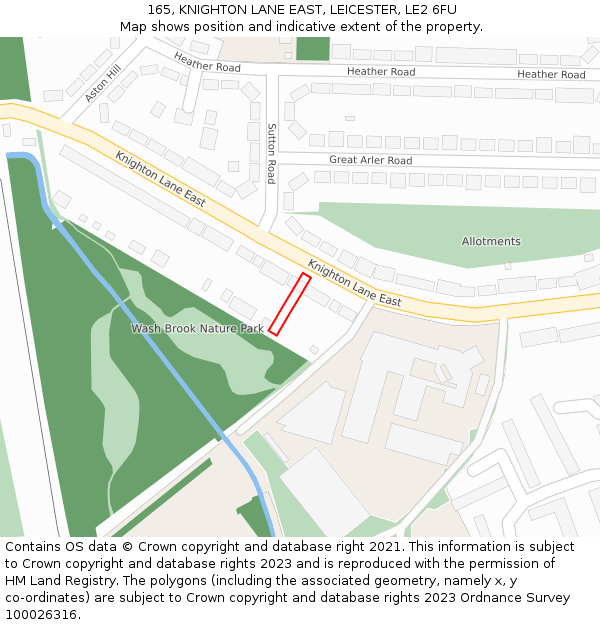 165, KNIGHTON LANE EAST, LEICESTER, LE2 6FU: Location map and indicative extent of plot