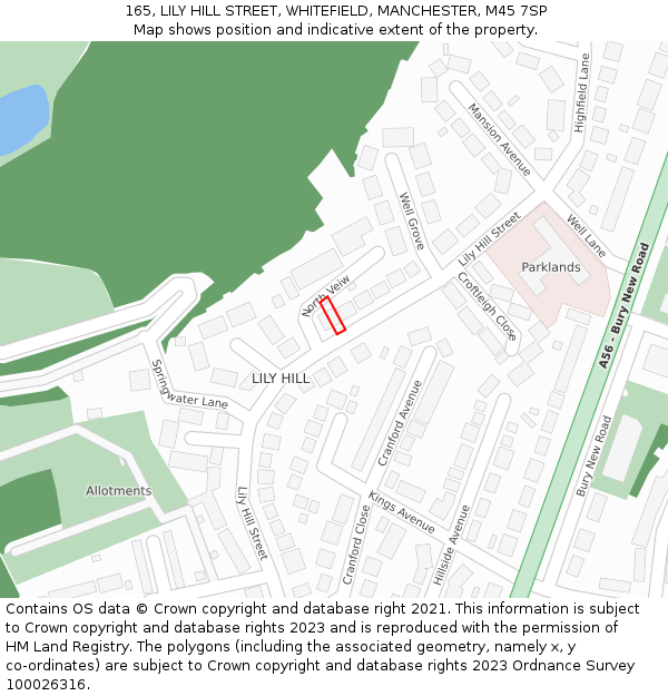 165, LILY HILL STREET, WHITEFIELD, MANCHESTER, M45 7SP: Location map and indicative extent of plot