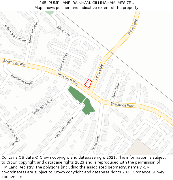 165, PUMP LANE, RAINHAM, GILLINGHAM, ME8 7BU: Location map and indicative extent of plot