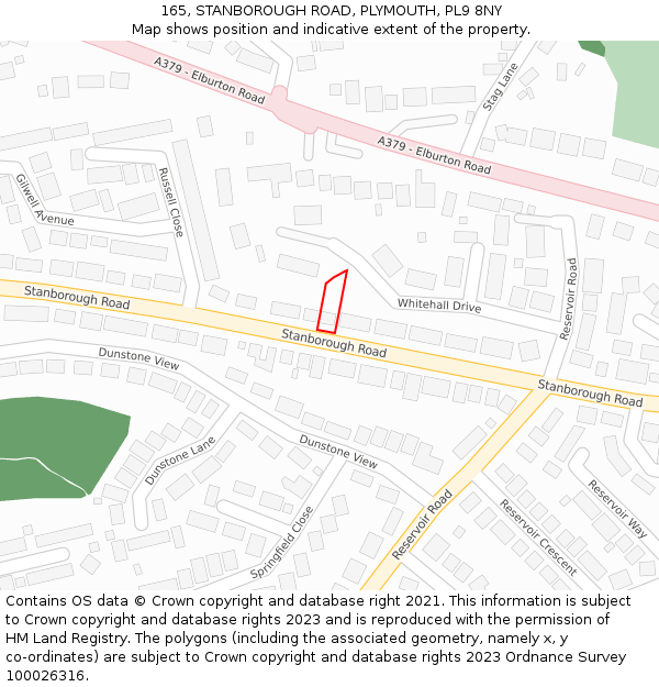 165, STANBOROUGH ROAD, PLYMOUTH, PL9 8NY: Location map and indicative extent of plot