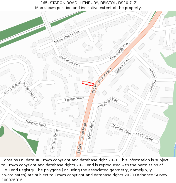 165, STATION ROAD, HENBURY, BRISTOL, BS10 7LZ: Location map and indicative extent of plot