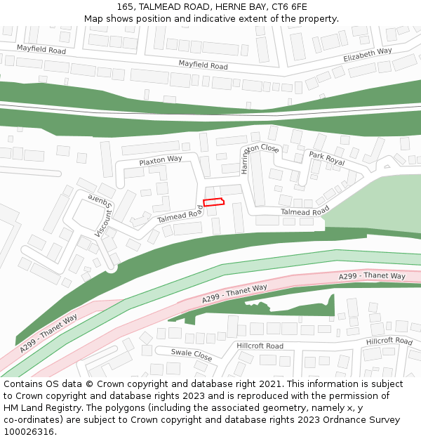 165, TALMEAD ROAD, HERNE BAY, CT6 6FE: Location map and indicative extent of plot