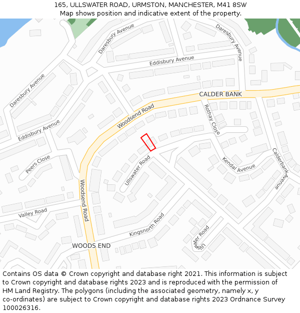 165, ULLSWATER ROAD, URMSTON, MANCHESTER, M41 8SW: Location map and indicative extent of plot