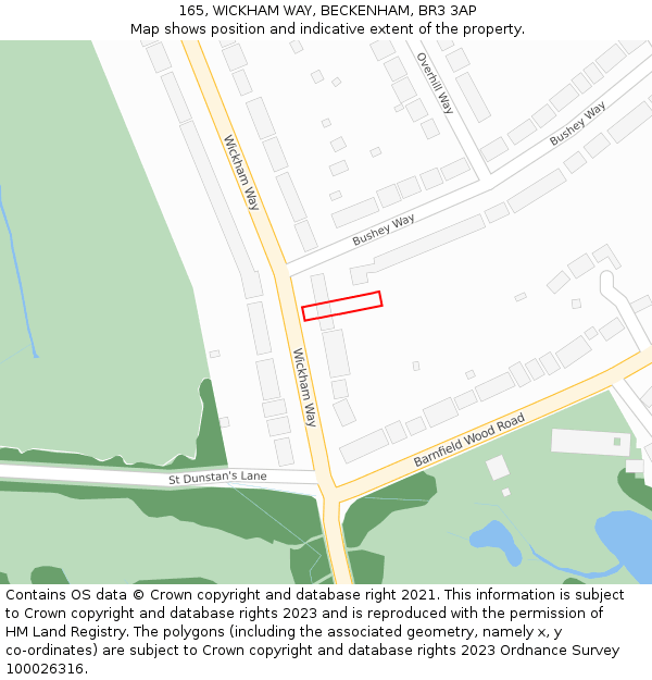 165, WICKHAM WAY, BECKENHAM, BR3 3AP: Location map and indicative extent of plot