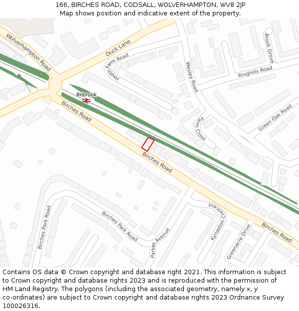 166, BIRCHES ROAD, CODSALL, WOLVERHAMPTON, WV8 2JP: Location map and indicative extent of plot