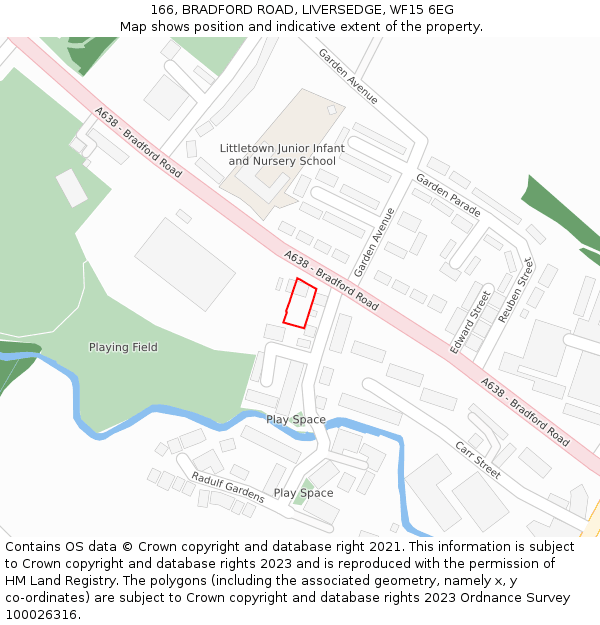 166, BRADFORD ROAD, LIVERSEDGE, WF15 6EG: Location map and indicative extent of plot