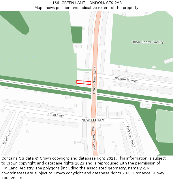 166, GREEN LANE, LONDON, SE9 2AR: Location map and indicative extent of plot