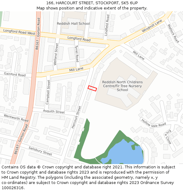 166, HARCOURT STREET, STOCKPORT, SK5 6UP: Location map and indicative extent of plot