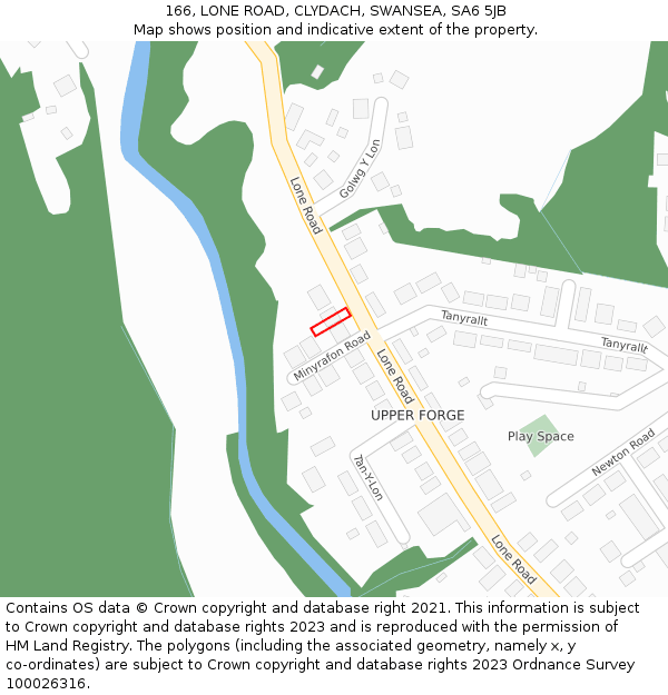 166, LONE ROAD, CLYDACH, SWANSEA, SA6 5JB: Location map and indicative extent of plot