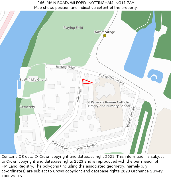 166, MAIN ROAD, WILFORD, NOTTINGHAM, NG11 7AA: Location map and indicative extent of plot