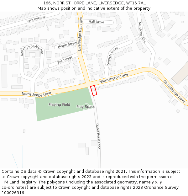 166, NORRISTHORPE LANE, LIVERSEDGE, WF15 7AL: Location map and indicative extent of plot