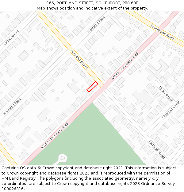 166, PORTLAND STREET, SOUTHPORT, PR8 6RB: Location map and indicative extent of plot