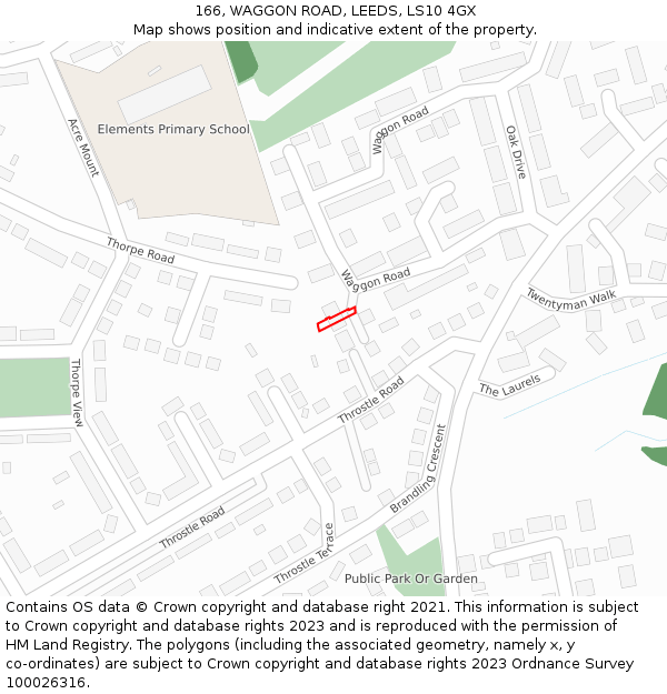 166, WAGGON ROAD, LEEDS, LS10 4GX: Location map and indicative extent of plot