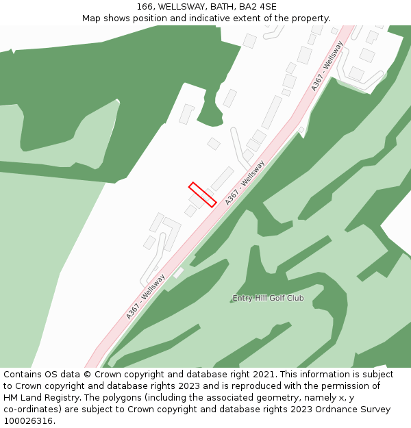 166, WELLSWAY, BATH, BA2 4SE: Location map and indicative extent of plot