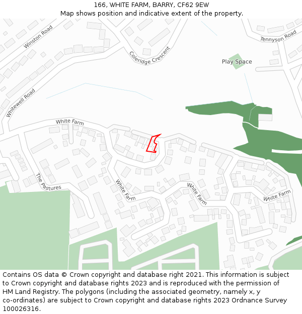 166, WHITE FARM, BARRY, CF62 9EW: Location map and indicative extent of plot