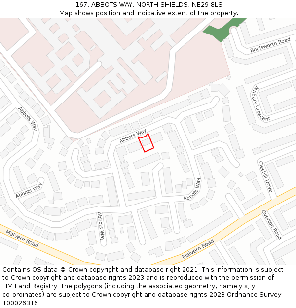 167, ABBOTS WAY, NORTH SHIELDS, NE29 8LS: Location map and indicative extent of plot