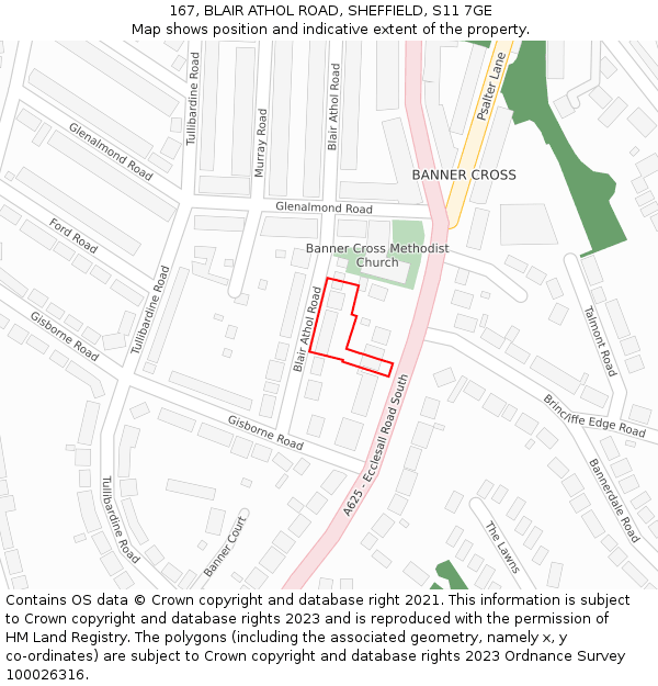 167, BLAIR ATHOL ROAD, SHEFFIELD, S11 7GE: Location map and indicative extent of plot