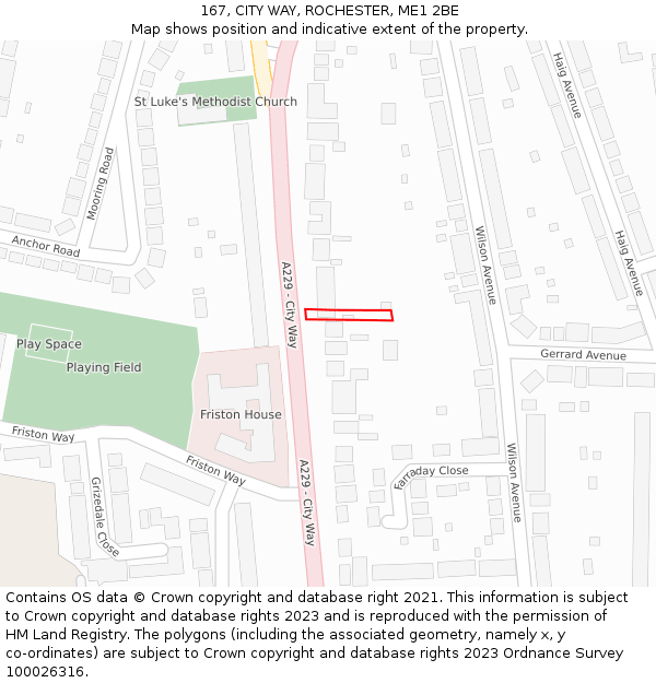 167, CITY WAY, ROCHESTER, ME1 2BE: Location map and indicative extent of plot