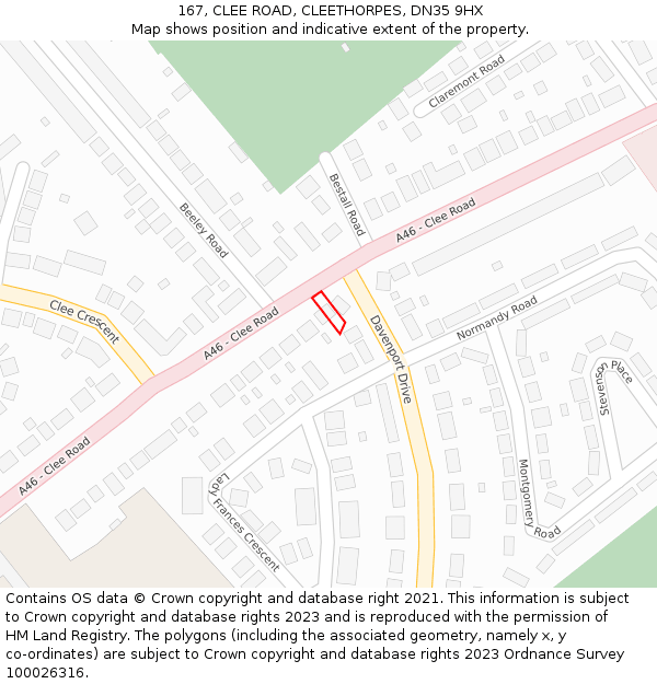 167, CLEE ROAD, CLEETHORPES, DN35 9HX: Location map and indicative extent of plot