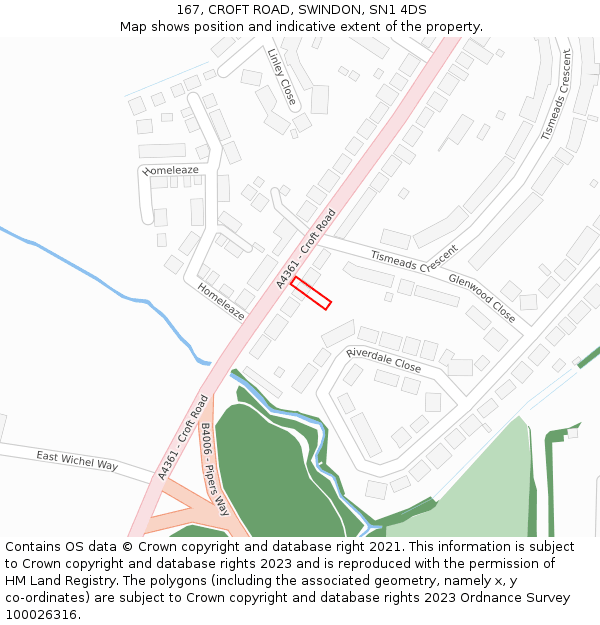 167, CROFT ROAD, SWINDON, SN1 4DS: Location map and indicative extent of plot