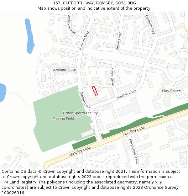 167, CUTFORTH WAY, ROMSEY, SO51 0BG: Location map and indicative extent of plot