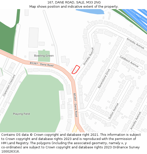 167, DANE ROAD, SALE, M33 2NG: Location map and indicative extent of plot