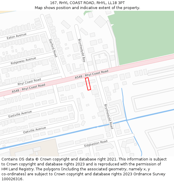 167, RHYL COAST ROAD, RHYL, LL18 3PT: Location map and indicative extent of plot