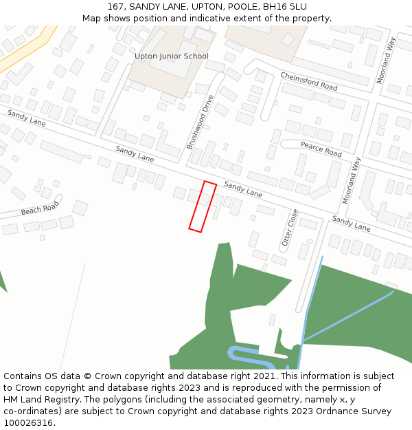 167, SANDY LANE, UPTON, POOLE, BH16 5LU: Location map and indicative extent of plot