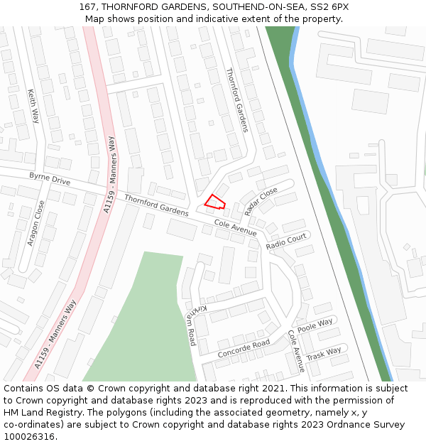 167, THORNFORD GARDENS, SOUTHEND-ON-SEA, SS2 6PX: Location map and indicative extent of plot