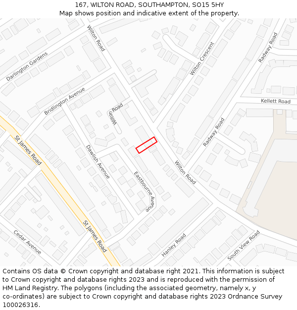 167, WILTON ROAD, SOUTHAMPTON, SO15 5HY: Location map and indicative extent of plot