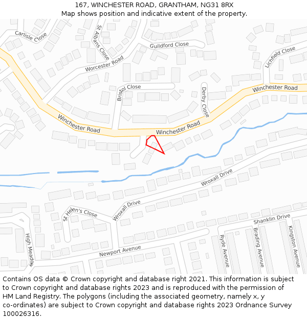 167, WINCHESTER ROAD, GRANTHAM, NG31 8RX: Location map and indicative extent of plot