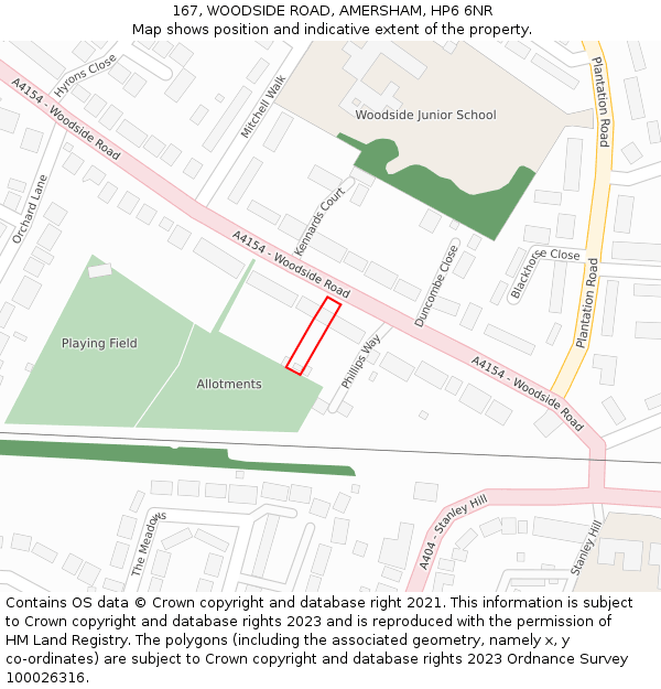 167, WOODSIDE ROAD, AMERSHAM, HP6 6NR: Location map and indicative extent of plot