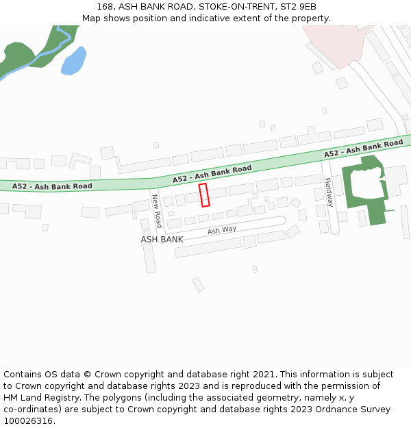 168, ASH BANK ROAD, STOKE-ON-TRENT, ST2 9EB: Location map and indicative extent of plot