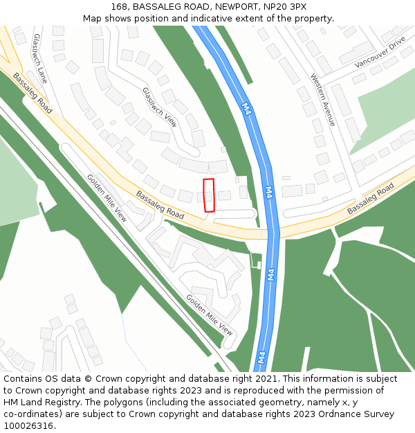 168, BASSALEG ROAD, NEWPORT, NP20 3PX: Location map and indicative extent of plot