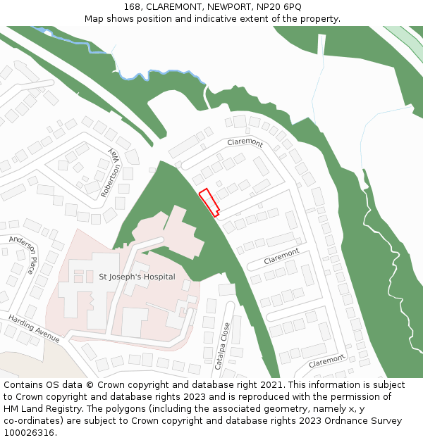 168, CLAREMONT, NEWPORT, NP20 6PQ: Location map and indicative extent of plot