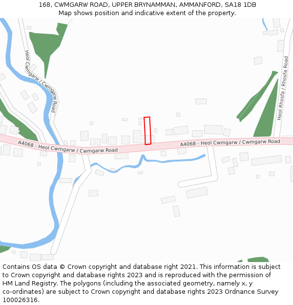 168, CWMGARW ROAD, UPPER BRYNAMMAN, AMMANFORD, SA18 1DB: Location map and indicative extent of plot