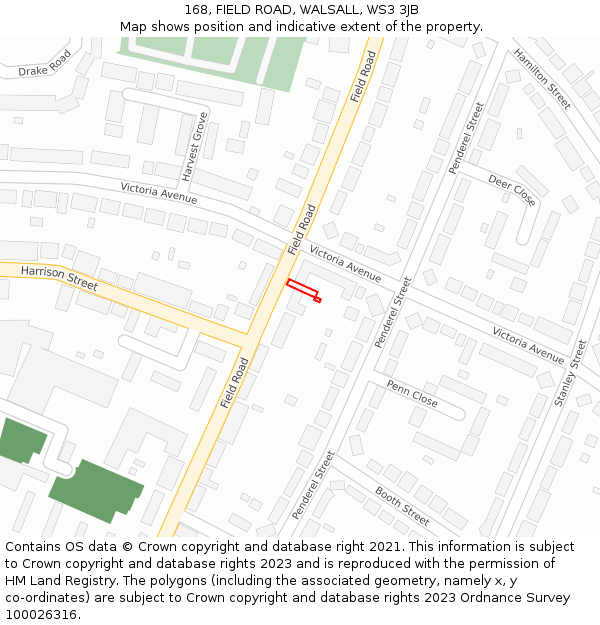 168, FIELD ROAD, WALSALL, WS3 3JB: Location map and indicative extent of plot