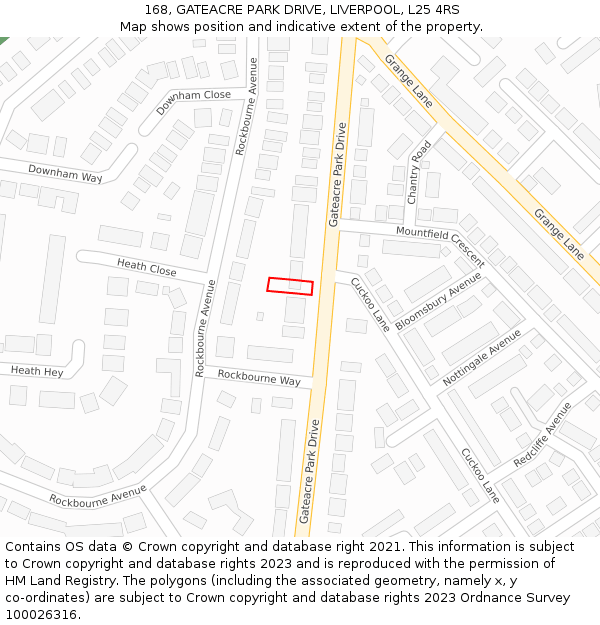 168, GATEACRE PARK DRIVE, LIVERPOOL, L25 4RS: Location map and indicative extent of plot