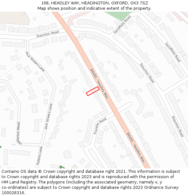 168, HEADLEY WAY, HEADINGTON, OXFORD, OX3 7SZ: Location map and indicative extent of plot