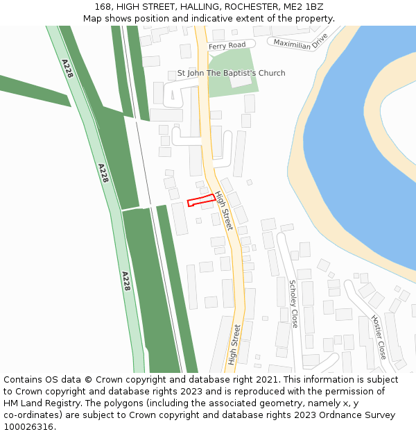 168, HIGH STREET, HALLING, ROCHESTER, ME2 1BZ: Location map and indicative extent of plot