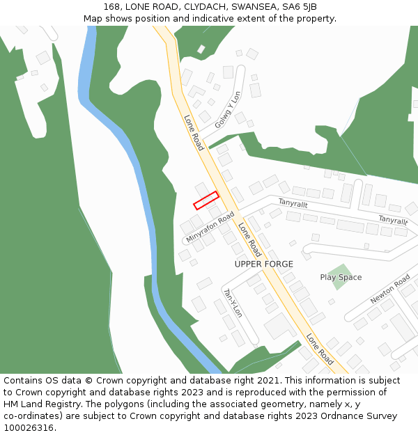 168, LONE ROAD, CLYDACH, SWANSEA, SA6 5JB: Location map and indicative extent of plot