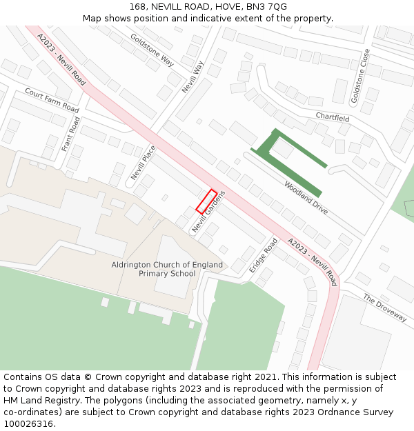 168, NEVILL ROAD, HOVE, BN3 7QG: Location map and indicative extent of plot