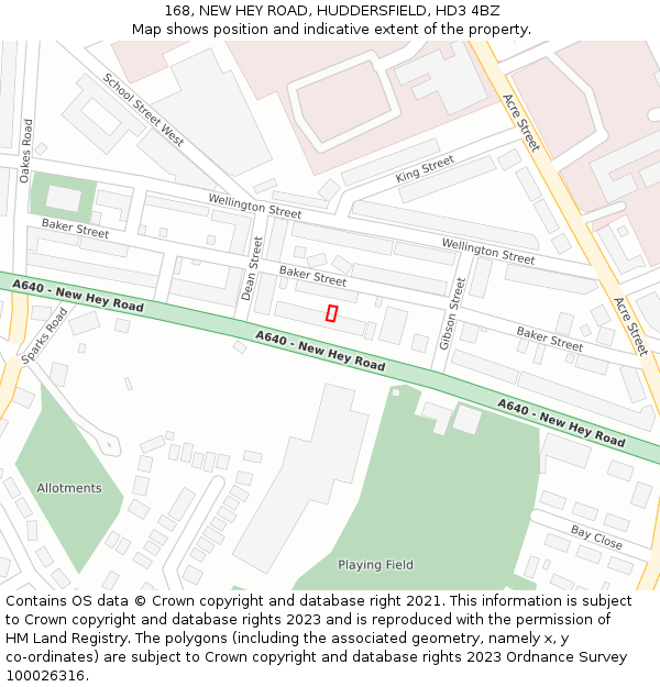 168, NEW HEY ROAD, HUDDERSFIELD, HD3 4BZ: Location map and indicative extent of plot