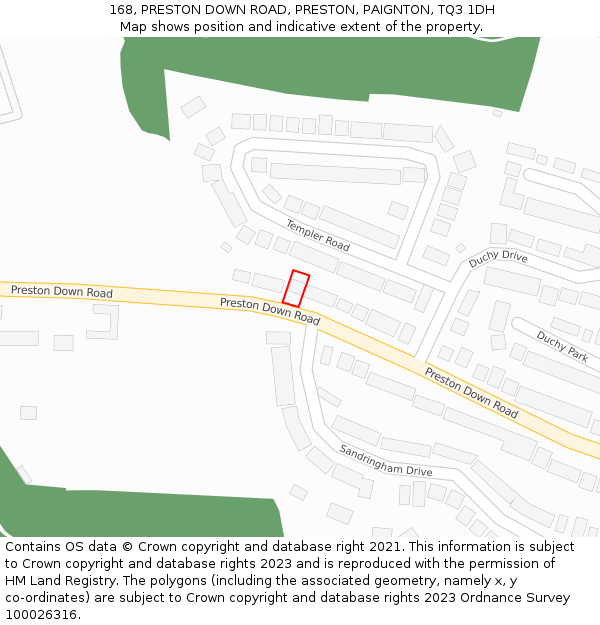 168, PRESTON DOWN ROAD, PRESTON, PAIGNTON, TQ3 1DH: Location map and indicative extent of plot