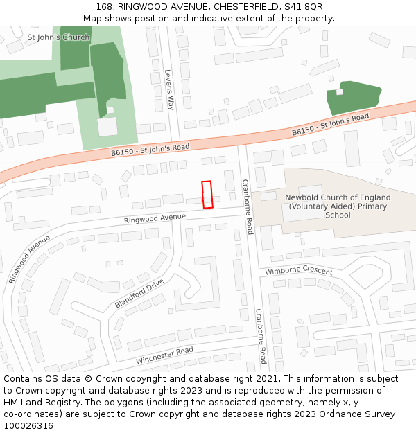 168, RINGWOOD AVENUE, CHESTERFIELD, S41 8QR: Location map and indicative extent of plot