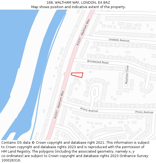 168, WALTHAM WAY, LONDON, E4 8AZ: Location map and indicative extent of plot