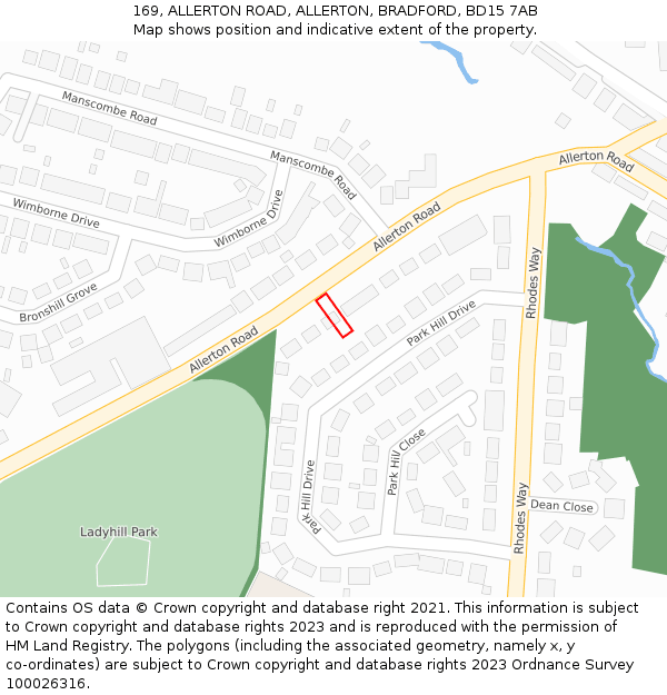 169, ALLERTON ROAD, ALLERTON, BRADFORD, BD15 7AB: Location map and indicative extent of plot