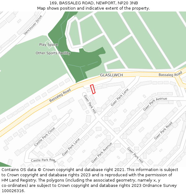 169, BASSALEG ROAD, NEWPORT, NP20 3NB: Location map and indicative extent of plot