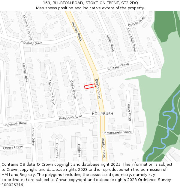 169, BLURTON ROAD, STOKE-ON-TRENT, ST3 2DQ: Location map and indicative extent of plot