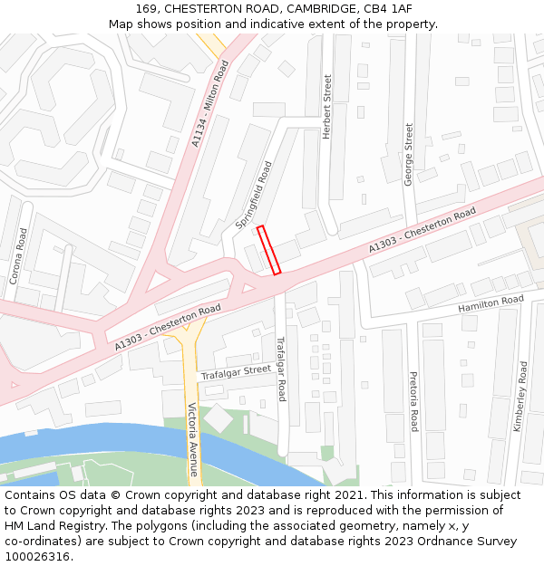 169, CHESTERTON ROAD, CAMBRIDGE, CB4 1AF: Location map and indicative extent of plot